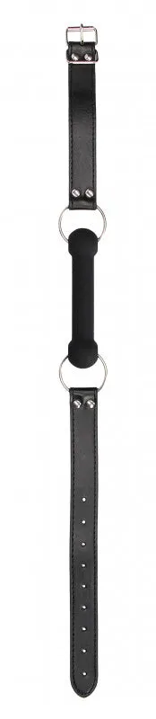 Silicone Bit Gag With Adjustable Bonded Leather  Straps - Black