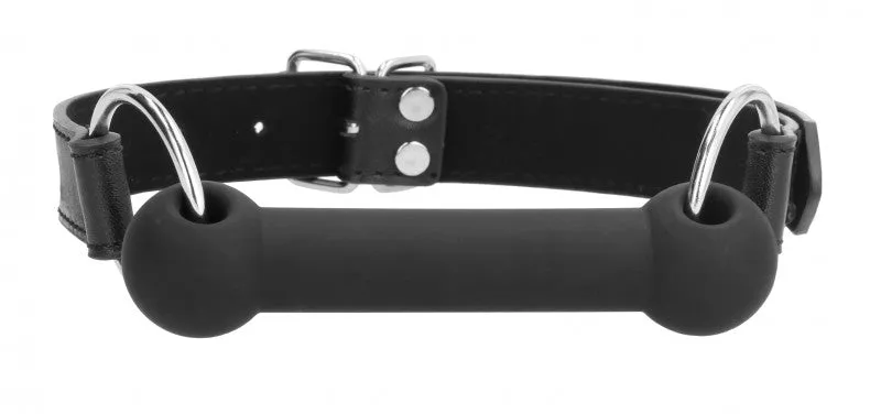 Silicone Bit Gag With Adjustable Bonded Leather  Straps - Black