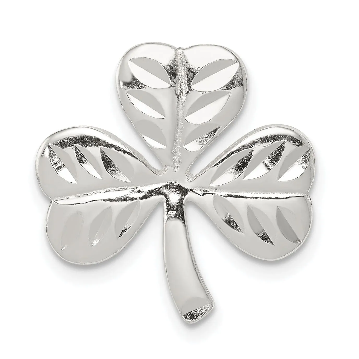 Silver Polish Finish Chain Slide Shamrock Charm