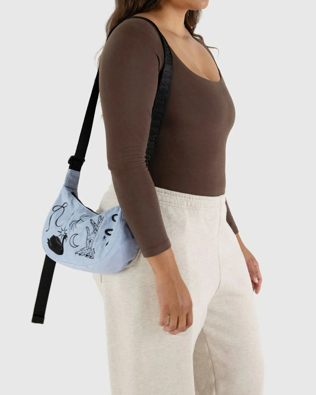 Small Nylon Crescent Bag in Ballet Icons