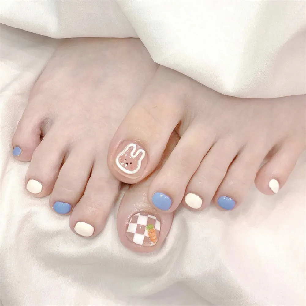 Square Toe Blue and White Bunny