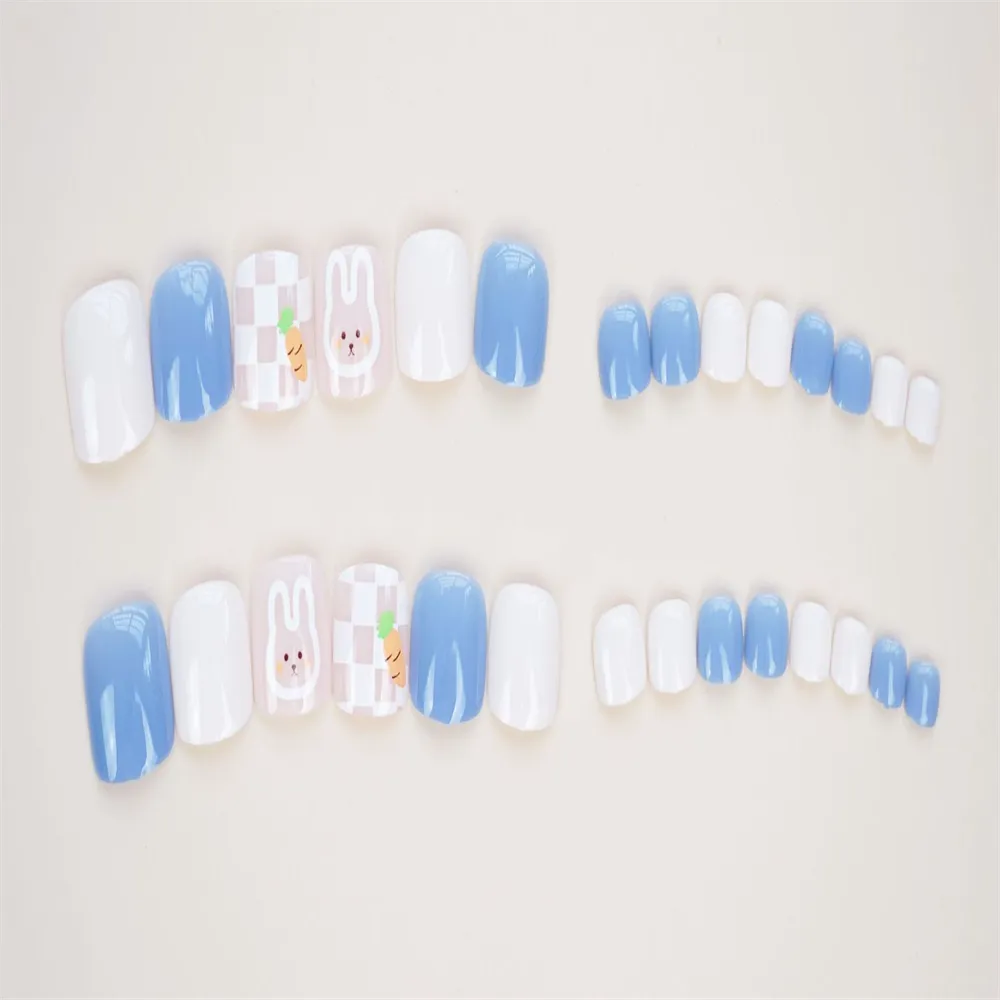 Square Toe Blue and White Bunny