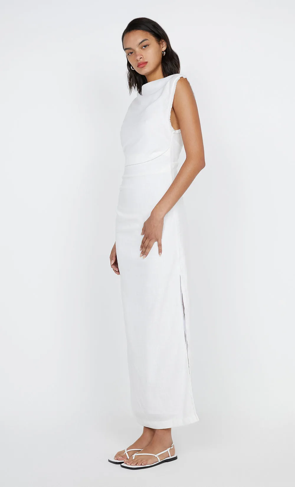 STEFFI GATHER DRESS - WHITE