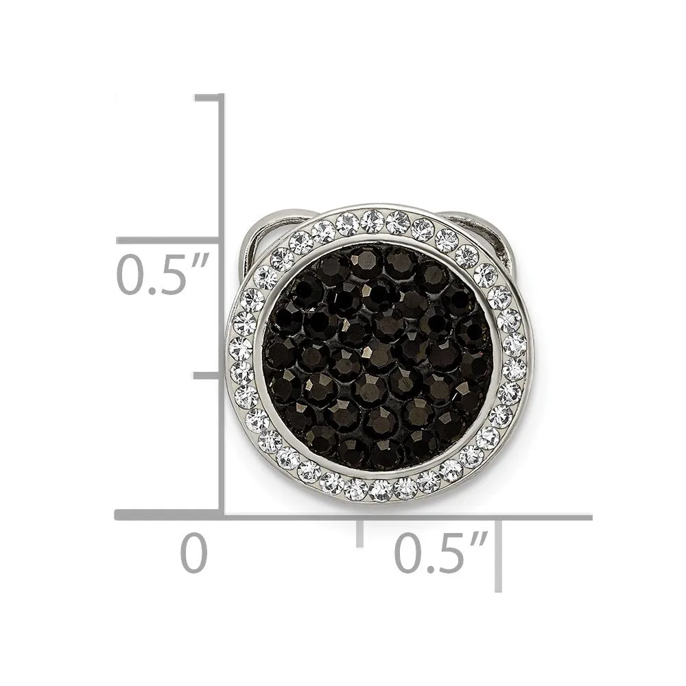 Sterling Silver Black and White Crystal Circle Chain Slide