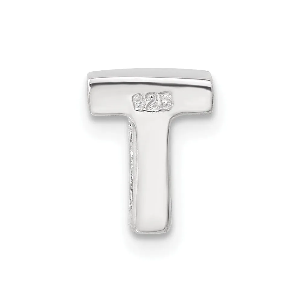 Sterling Silver CZ Initial T Slide