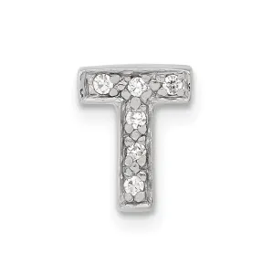 Sterling Silver CZ Initial T Slide