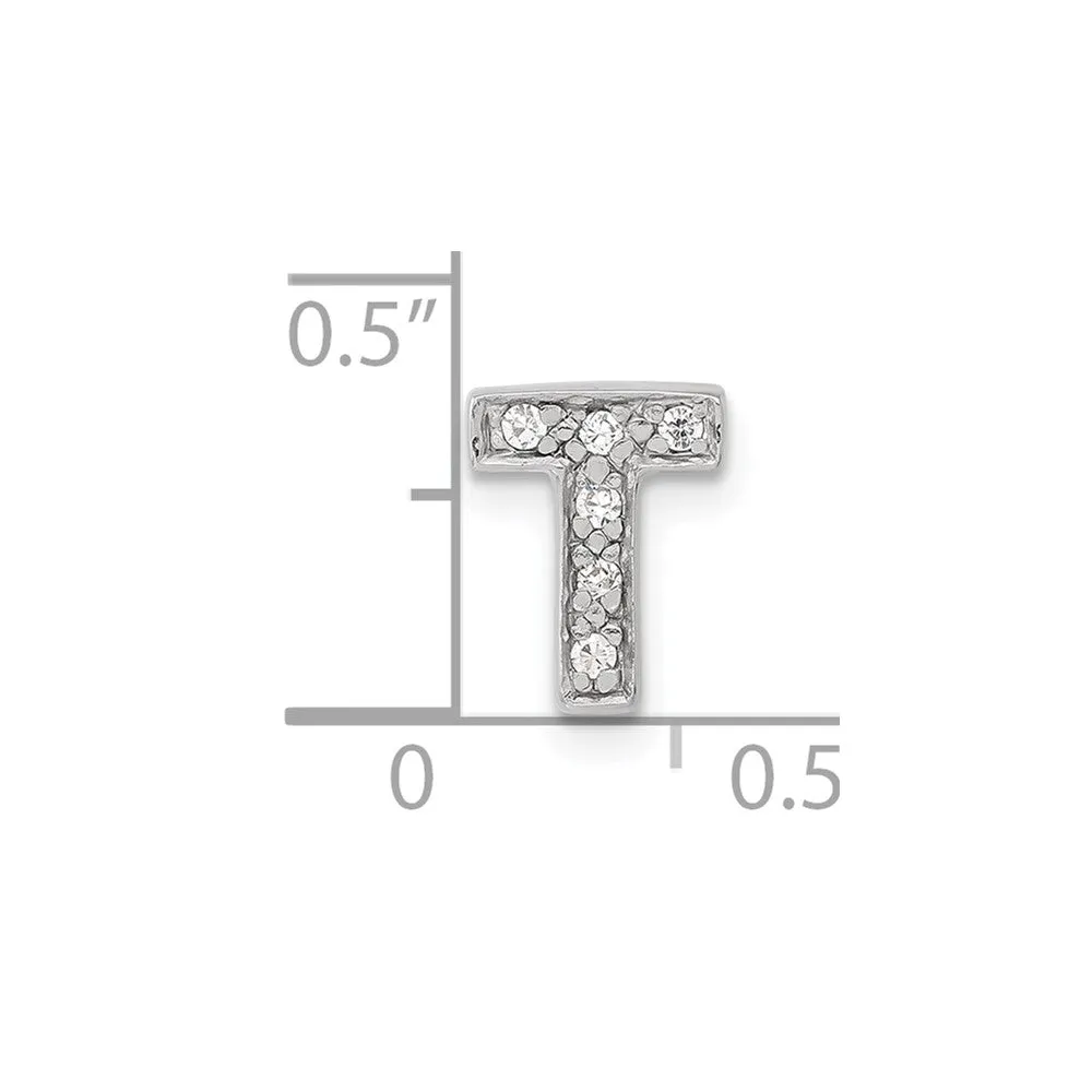 Sterling Silver CZ Initial T Slide