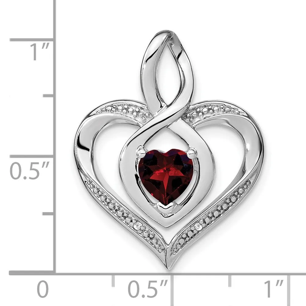 Sterling Silver Garnet and Diamond Pendant