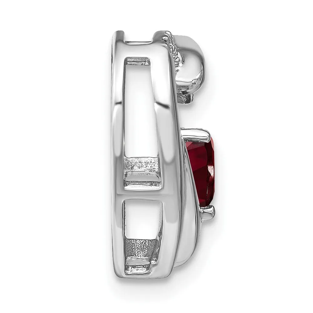 Sterling Silver Garnet and Diamond Pendant