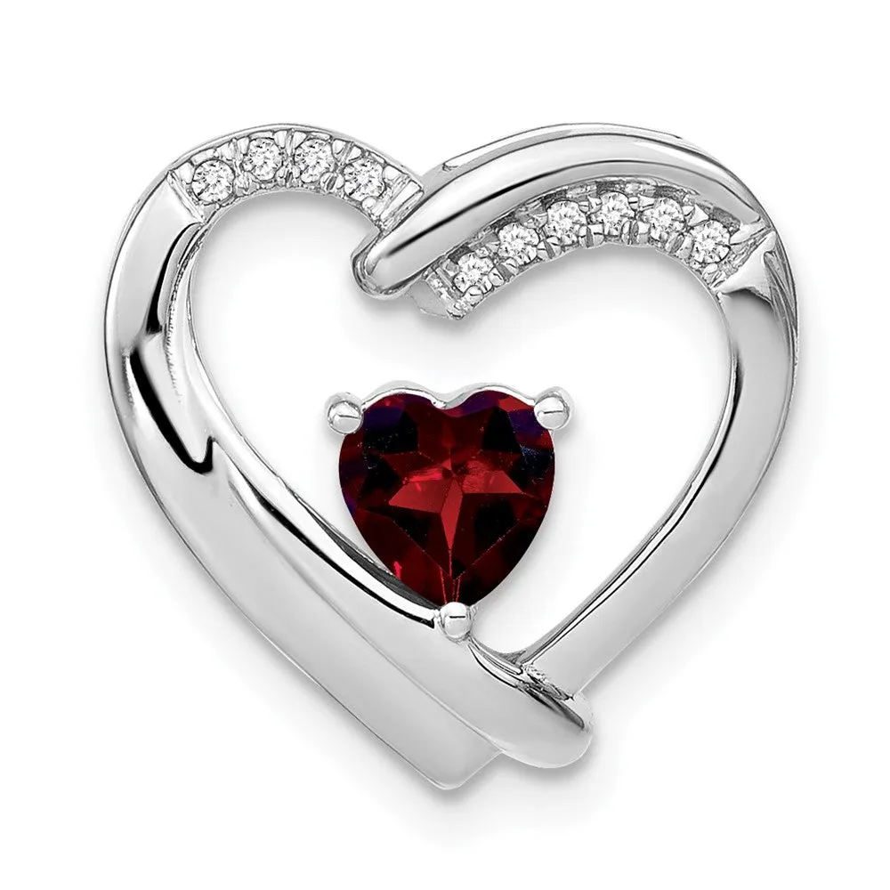 Sterling Silver Garnet and Diamond Pendant