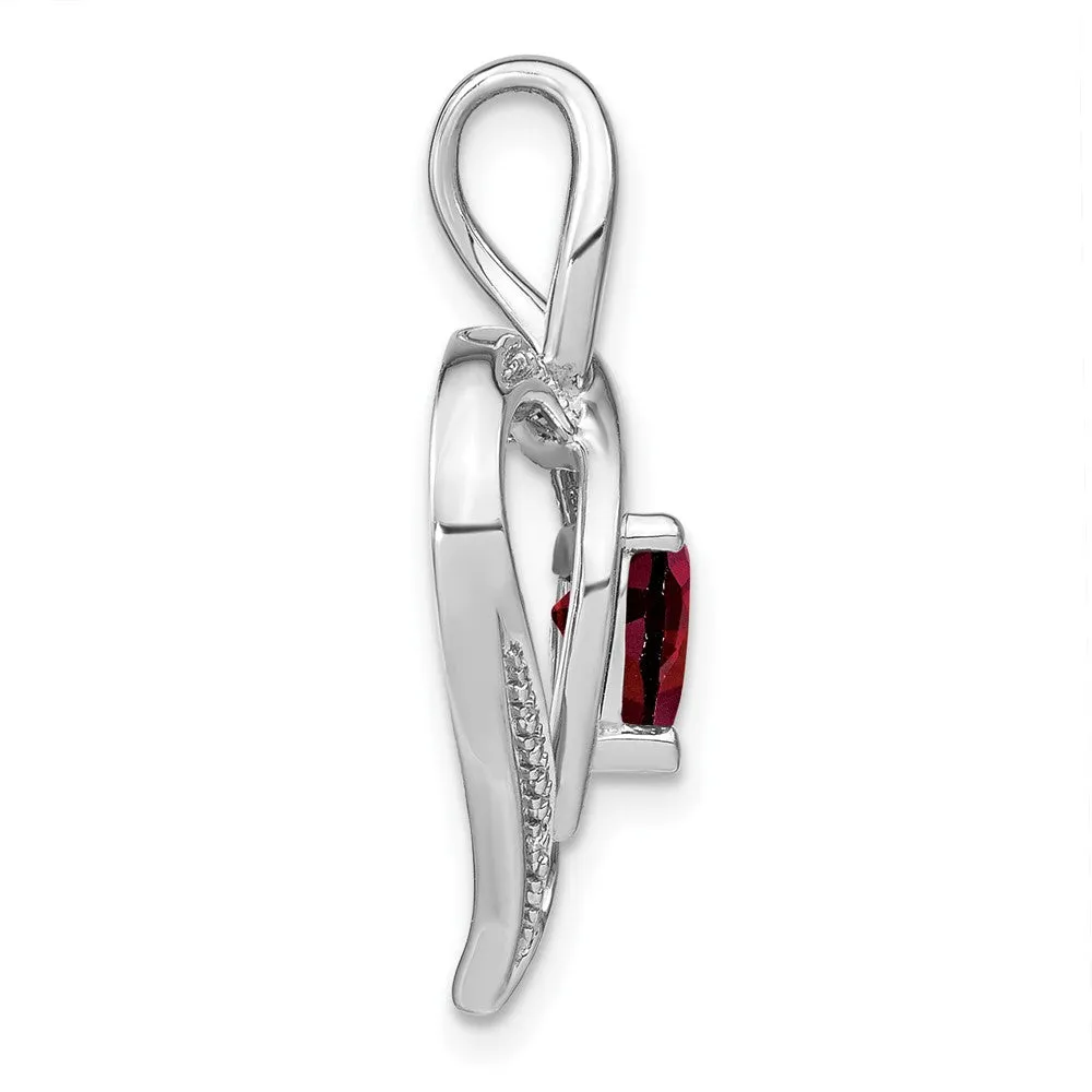 Sterling Silver Garnet and Diamond Pendant