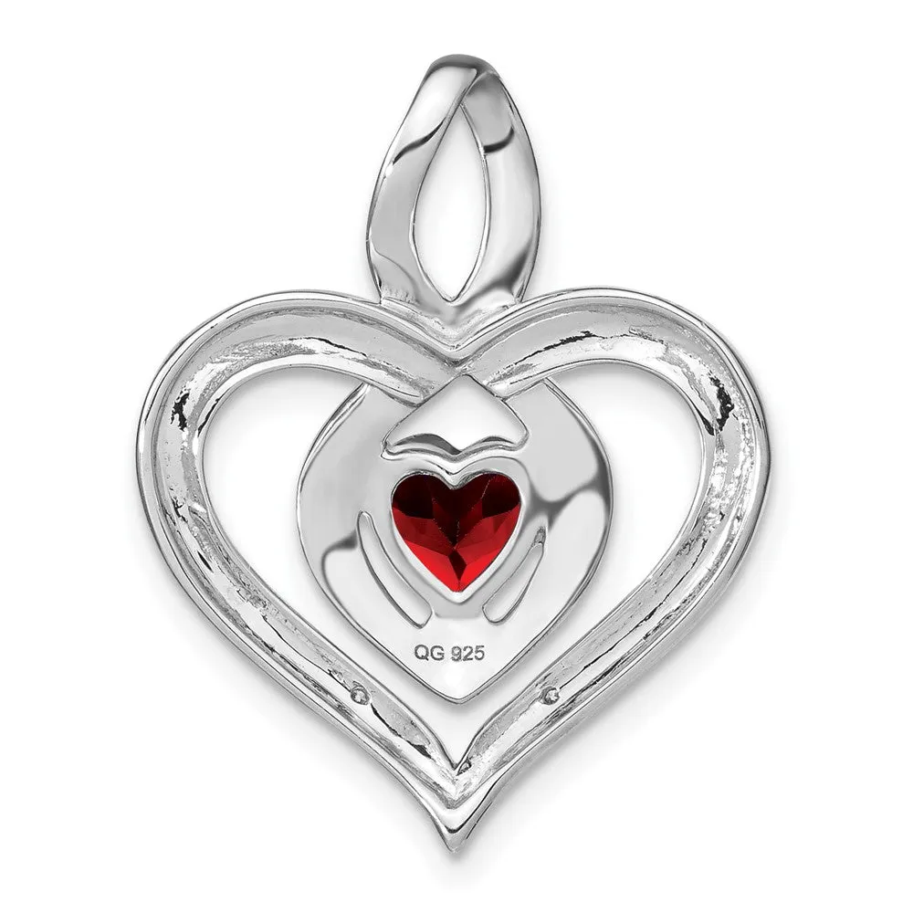 Sterling Silver Garnet and Diamond Pendant