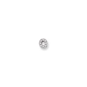 Sterling Silver Polished CZ Initial O Chain Slide Charm