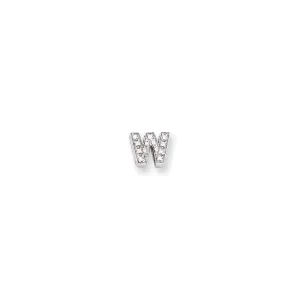 Sterling Silver Polished CZ Initial W Slide