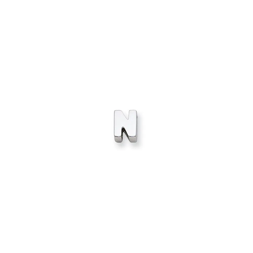 Sterling Silver Polished N Initial Slide