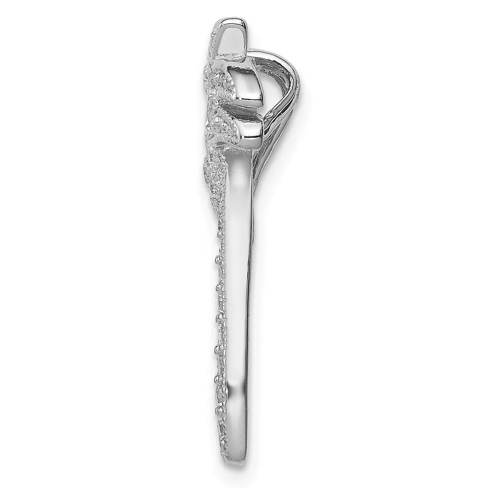 Sterling Silver Rhodium Plated CZ Palm Tree Chain Slide