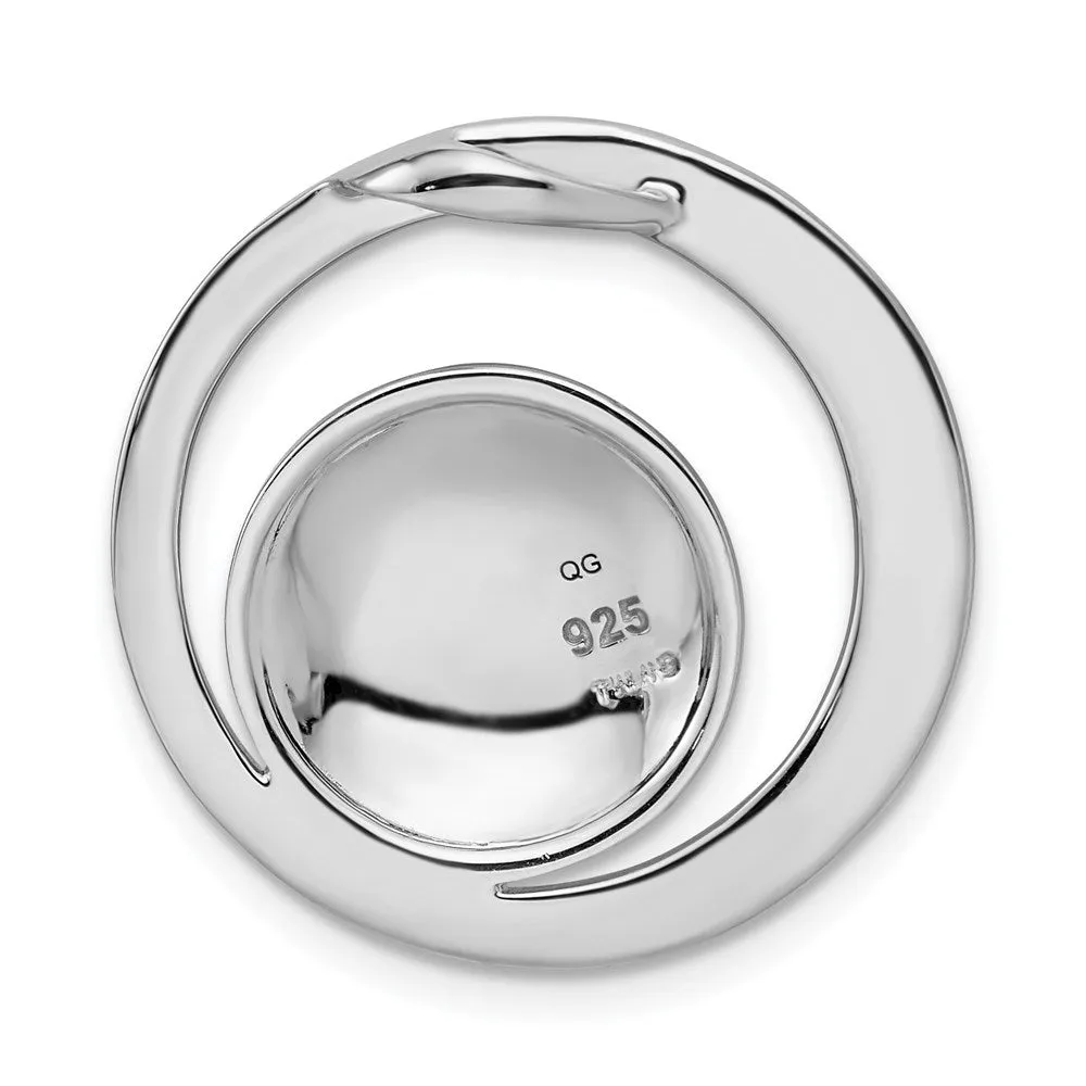 Sterling Silver Rhodium-plated Polished and Brushed Circle Chain Slide