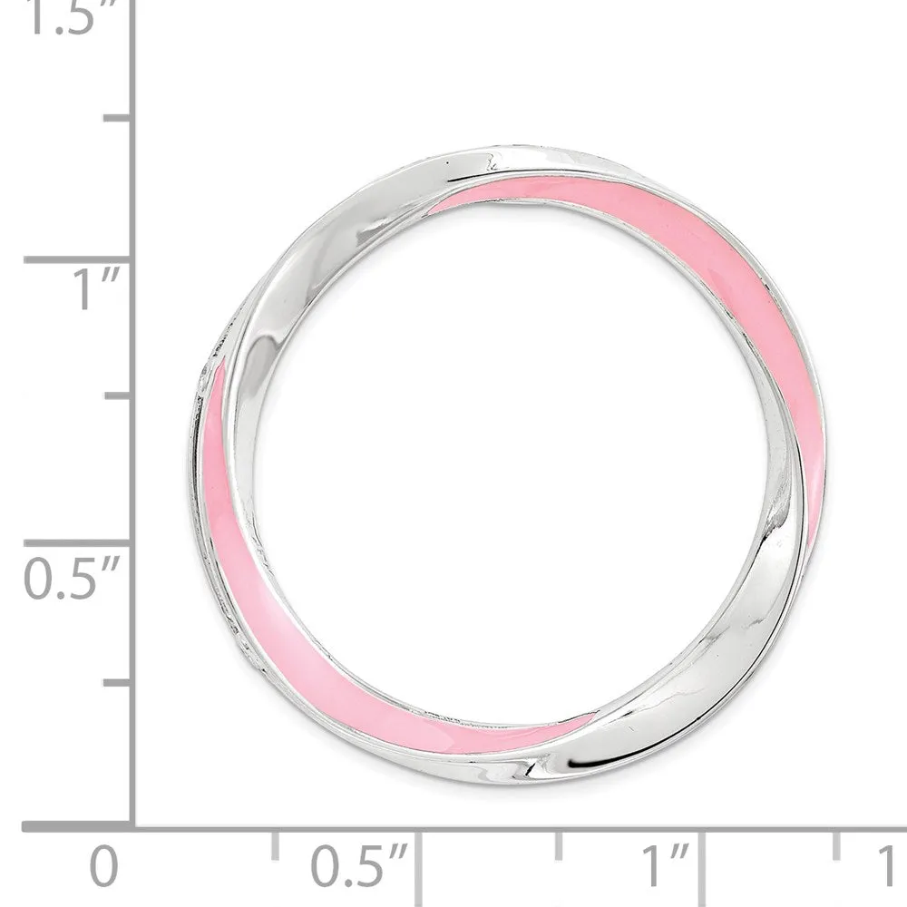 Sterling Silver Stackable Expressions Lg Polished Pink Enameled Chain Slide