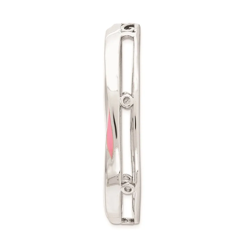 Sterling Silver Stackable Expressions Lg Polished Pink Enameled Chain Slide
