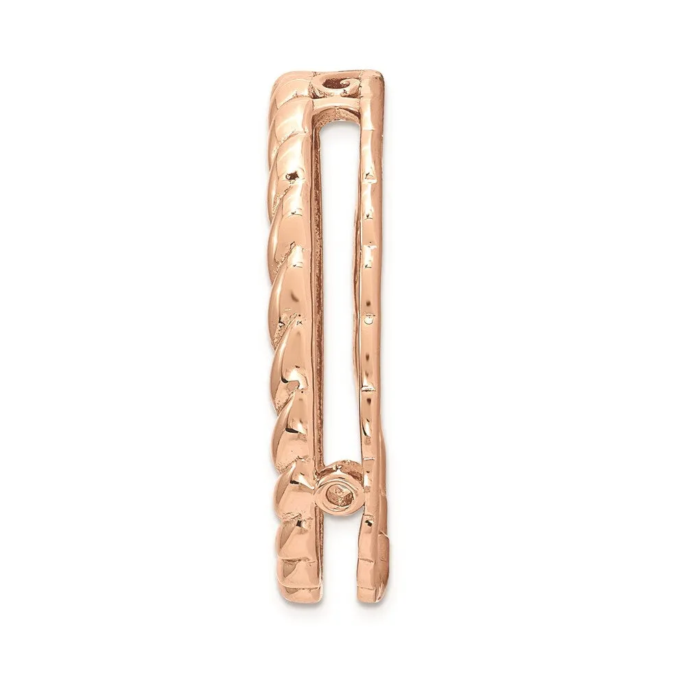 Sterling Silver Stackable Expressions Rose-tone Med Polished Chain Slide