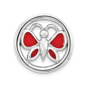 Sterling Silver Stackable Expressions Small Red Butterfly Chain Slide