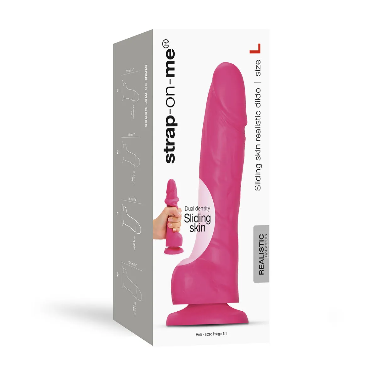 Strap-On-Me Sliding Skin Realistic Dildo Large - Fuchsia- Strap On Suction Dildo