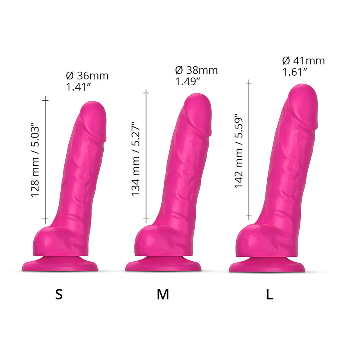 Strap-On-Me Sliding Skin Realistic Dildo Large - Fuchsia- Strap On Suction Dildo