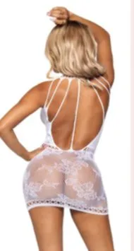 Strappy Lace Mini Dress White