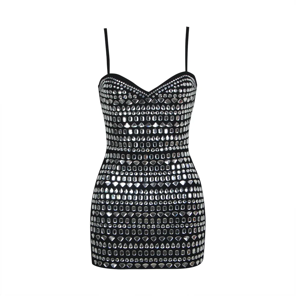Strappy Sleeveless Diamante Embellished Romper (Gloves not included)