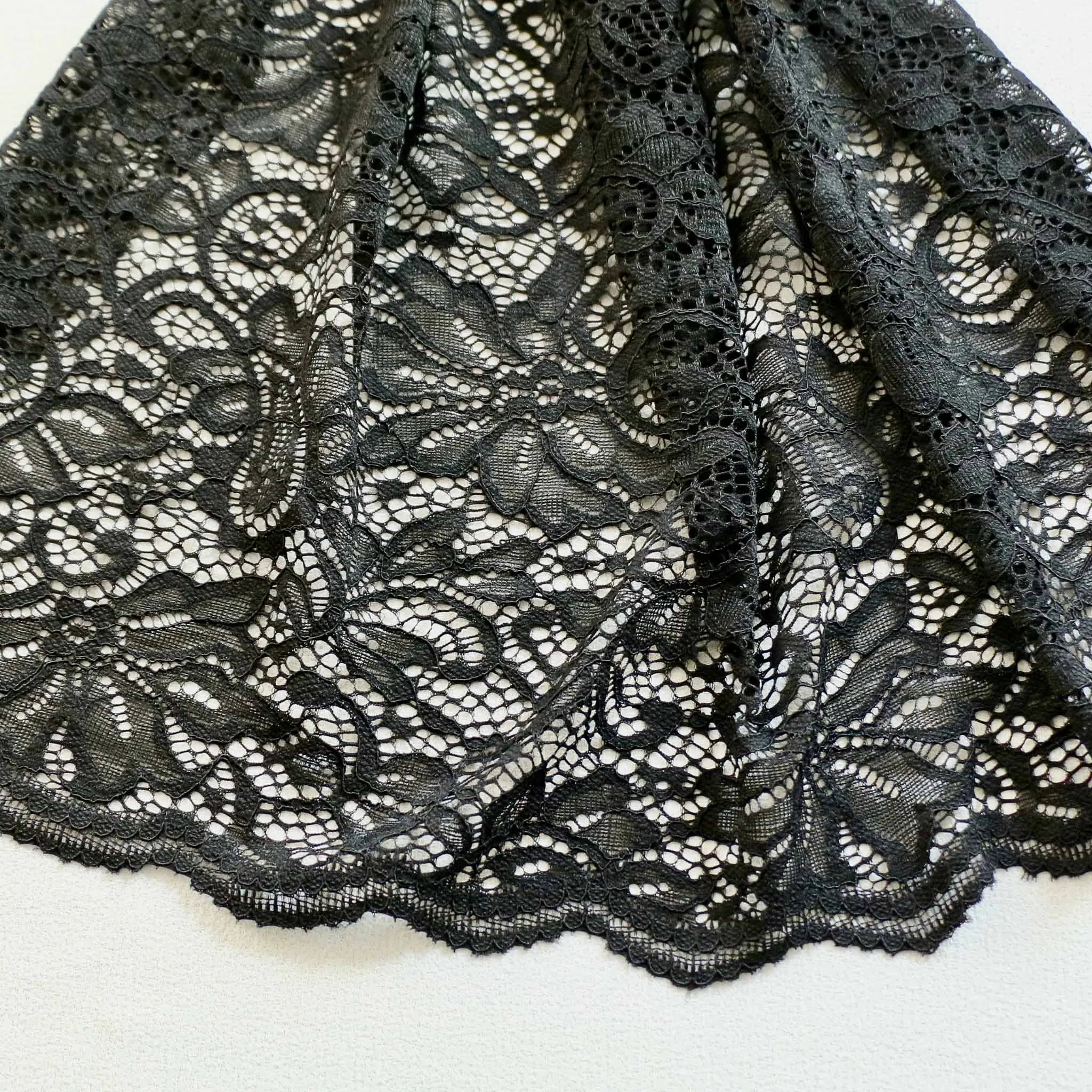 Stretchy Corded Lace - Black or navy