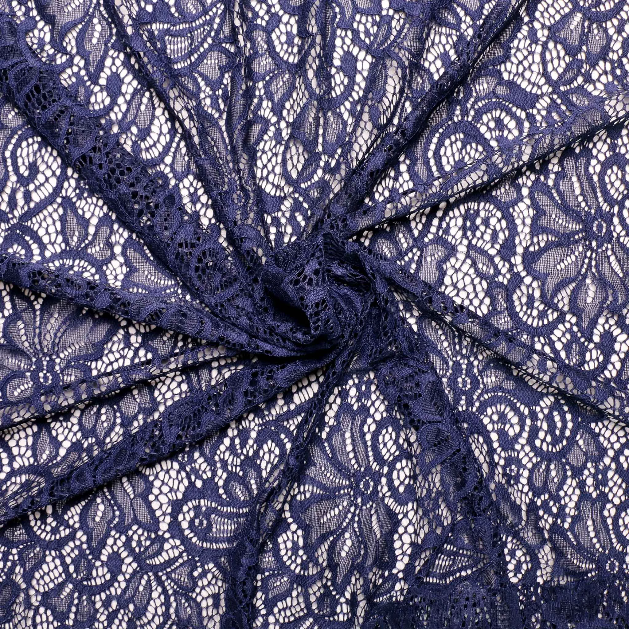 Stretchy Corded Lace - Black or navy