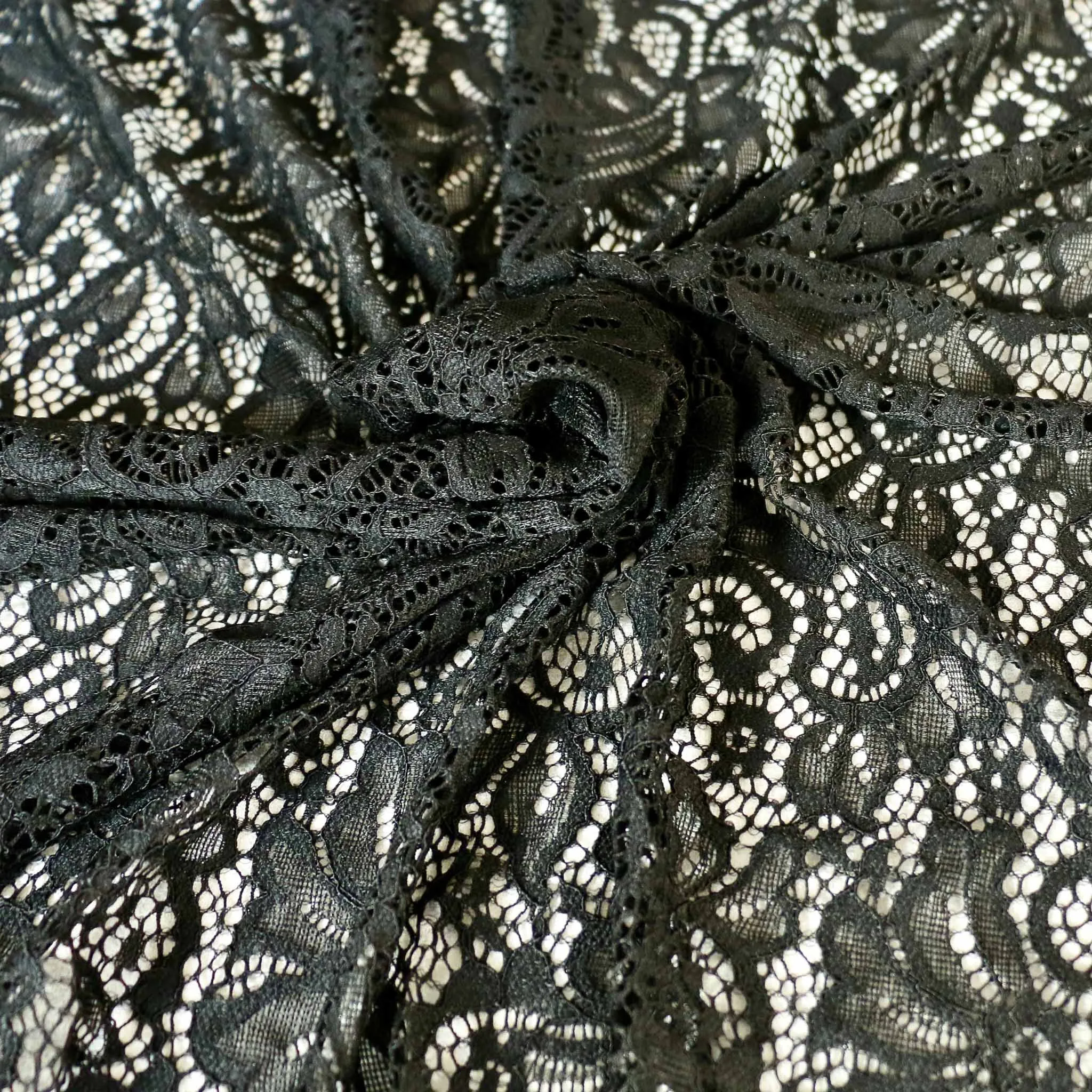 Stretchy Corded Lace - Black or navy