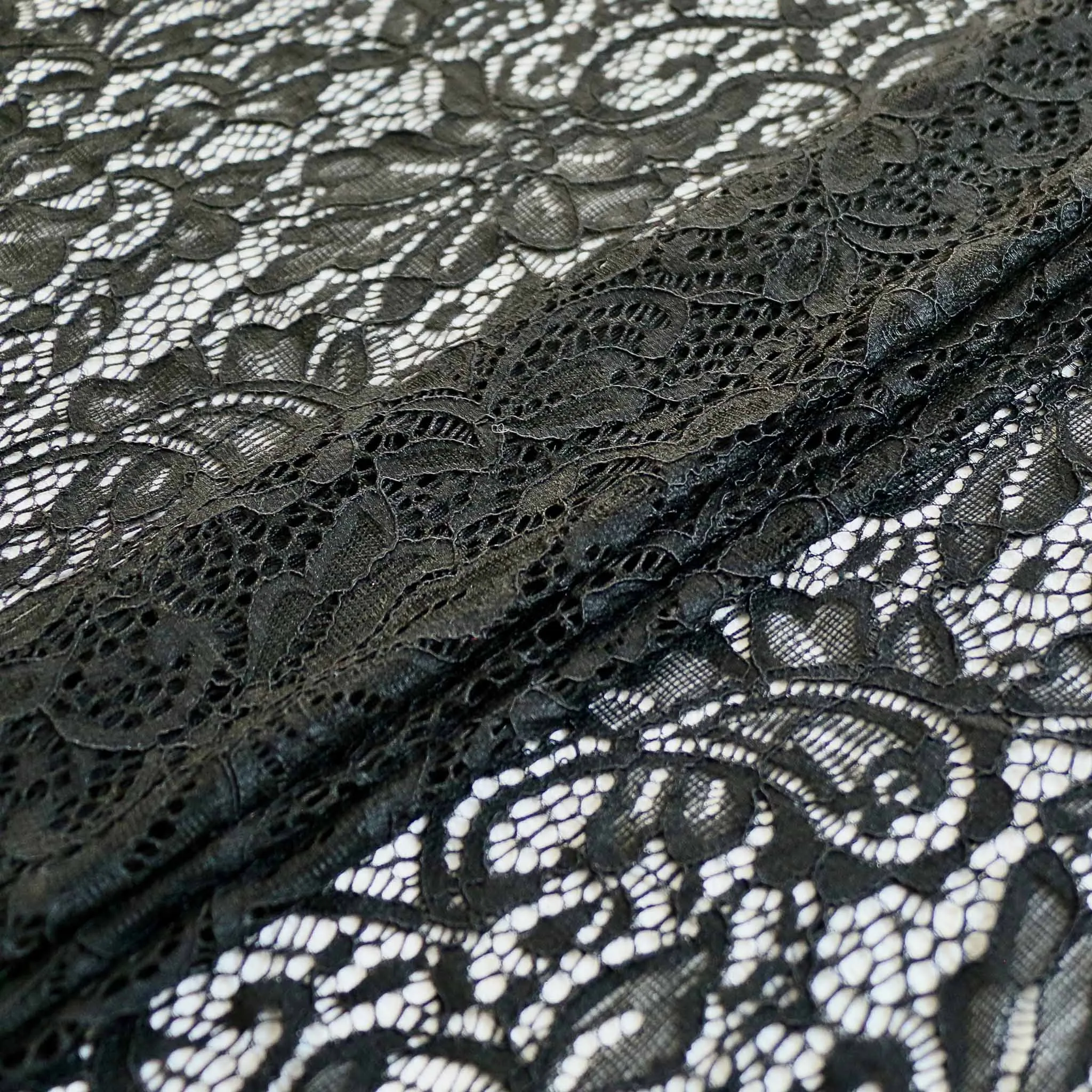 Stretchy Corded Lace - Black or navy