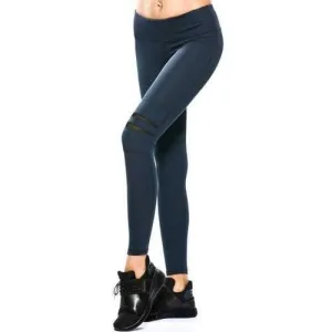 Stretchy Mesh Panel Yoga Pants - Cadetblue M