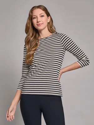 Stripe Button Shoulder Jersey Top