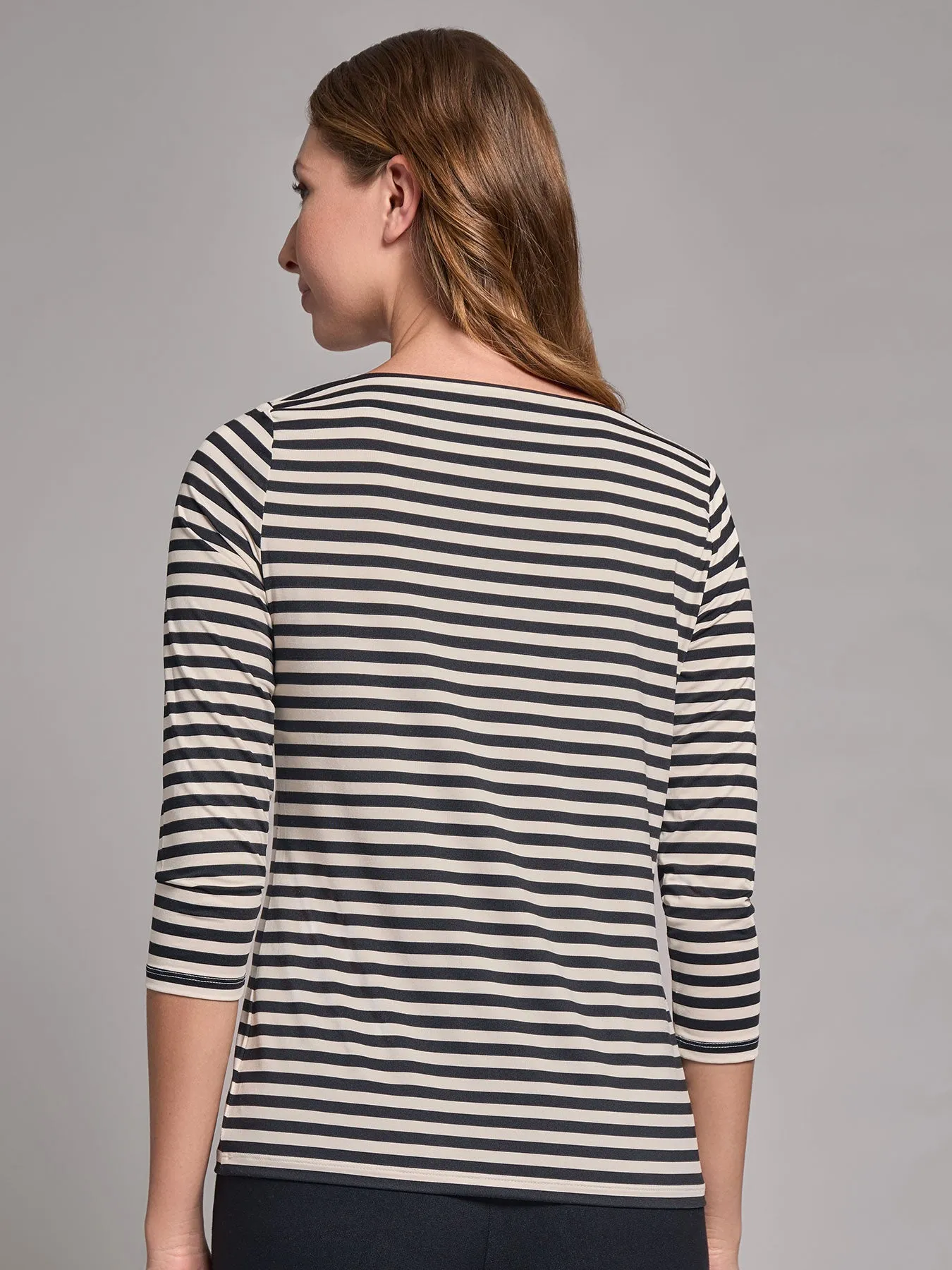 Stripe Button Shoulder Jersey Top