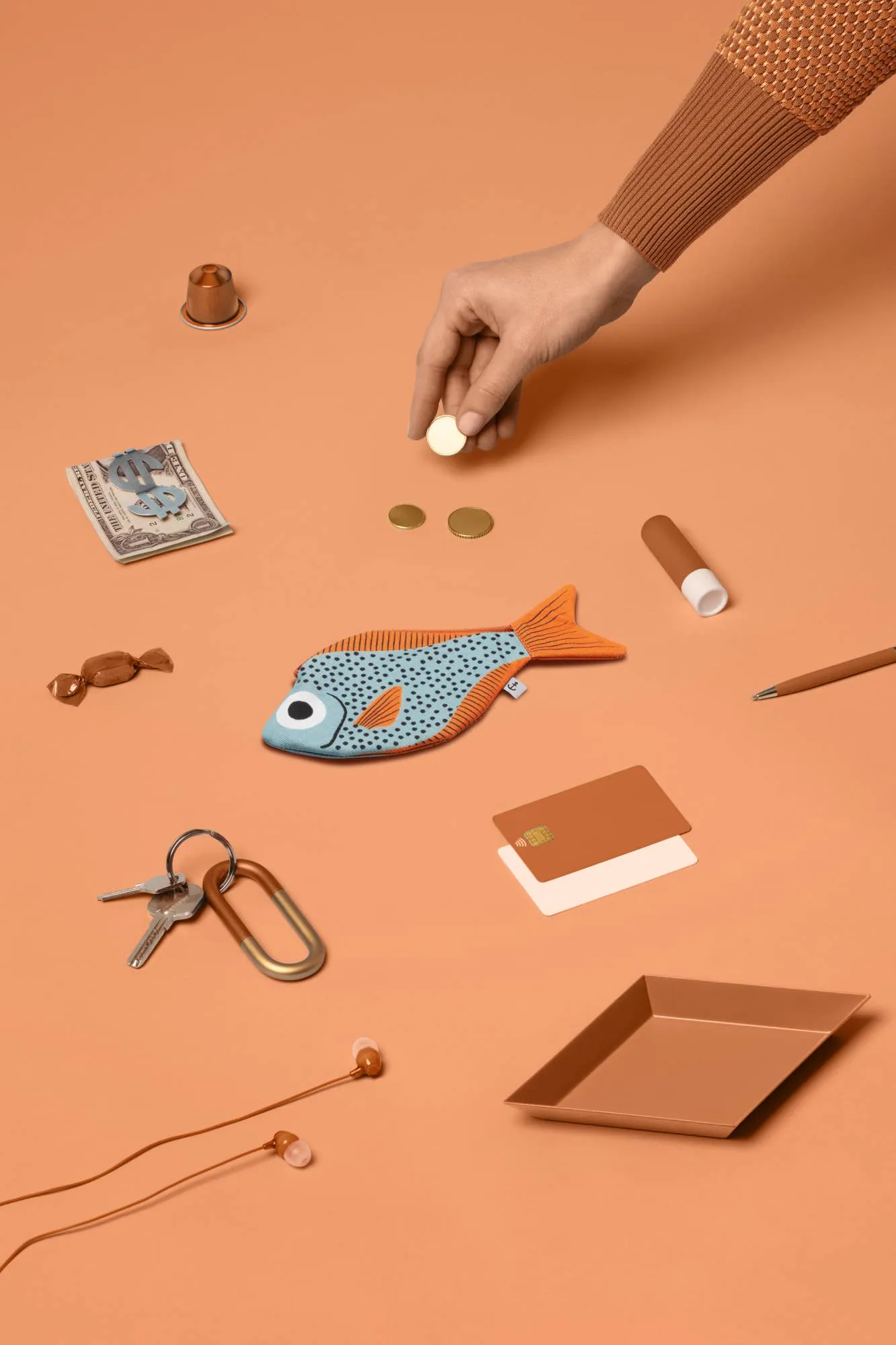 Sweeper fish purse or keychain (aqua)