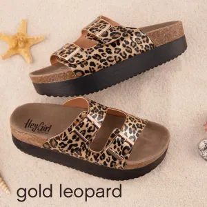 Tabloid Gold Leopard Platform Sandal