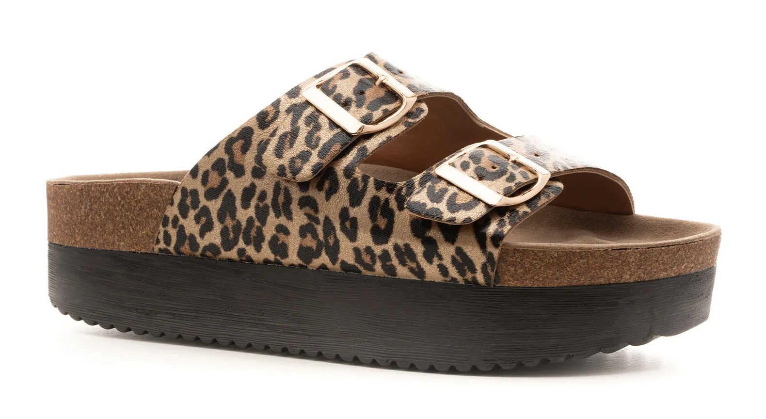 Tabloid Gold Leopard Platform Sandal