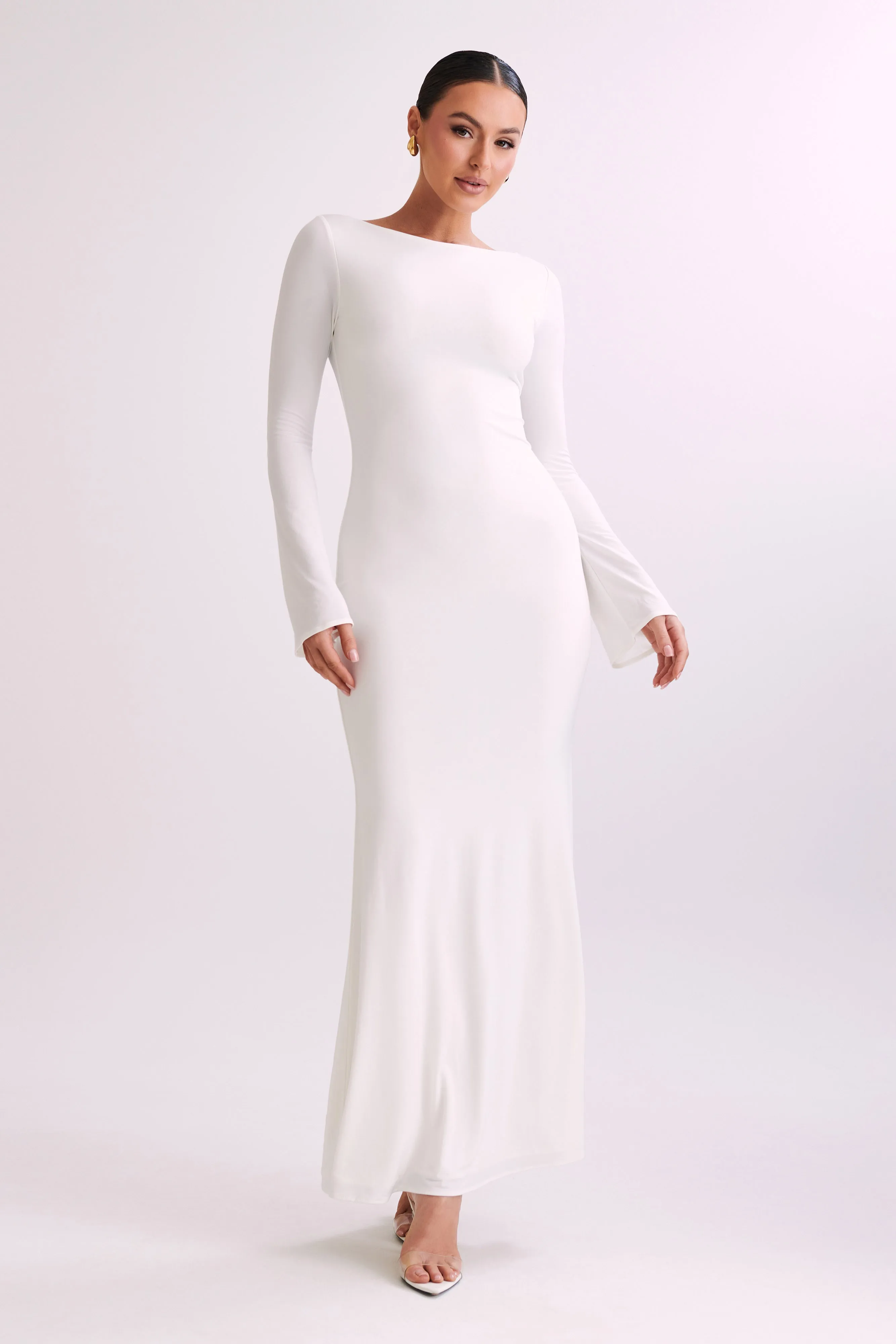 Tarna Slinky Fishtail Maxi Dress - Ivory