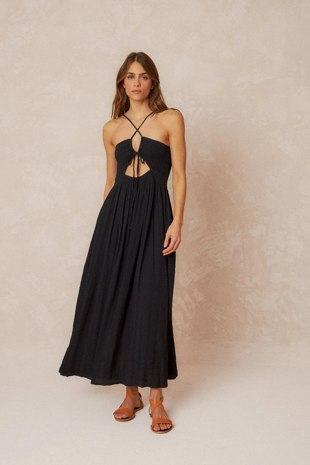 Textured Strappy Dress Black