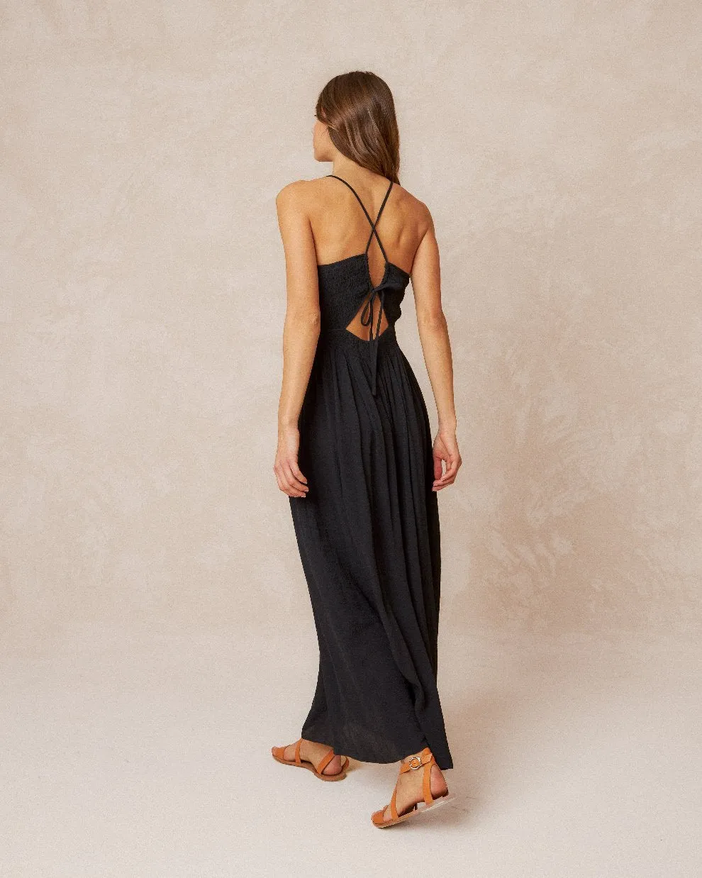 Textured Strappy Dress Black