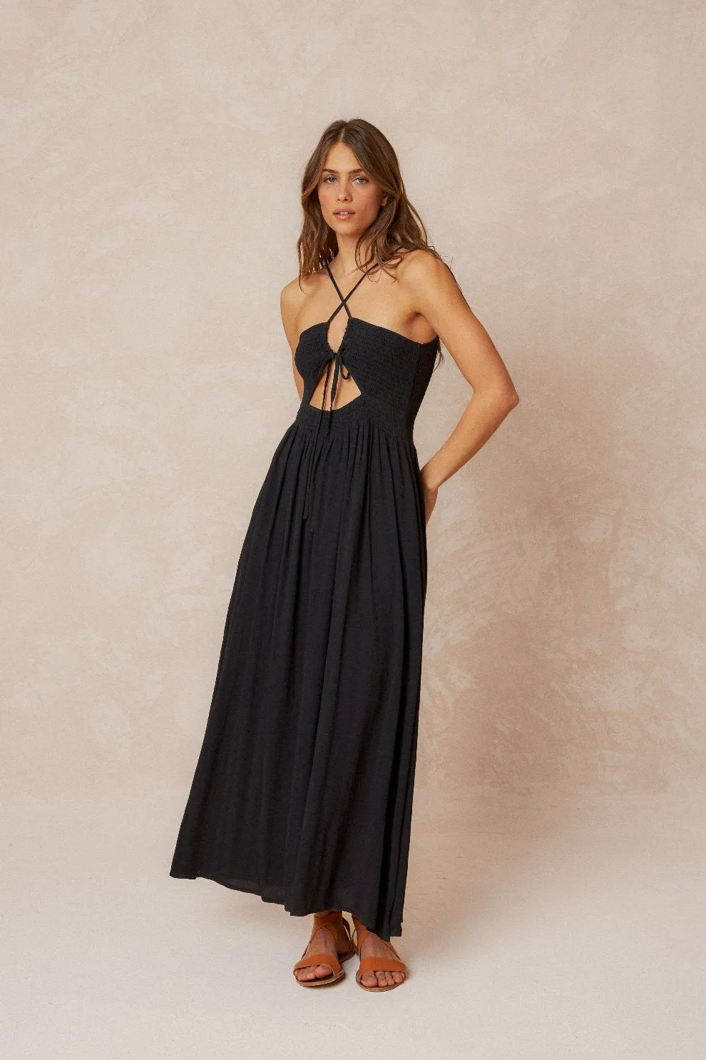 Textured Strappy Dress Black