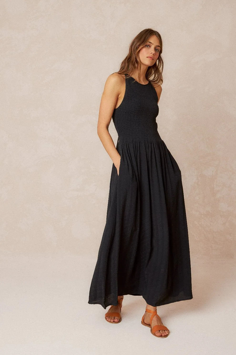 Textured Strappy Dress Black