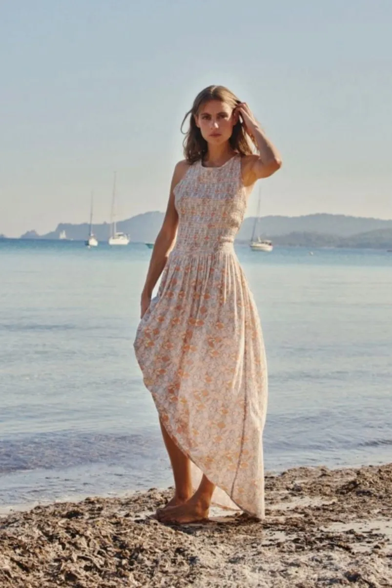 Textured Strappy Dress Peach