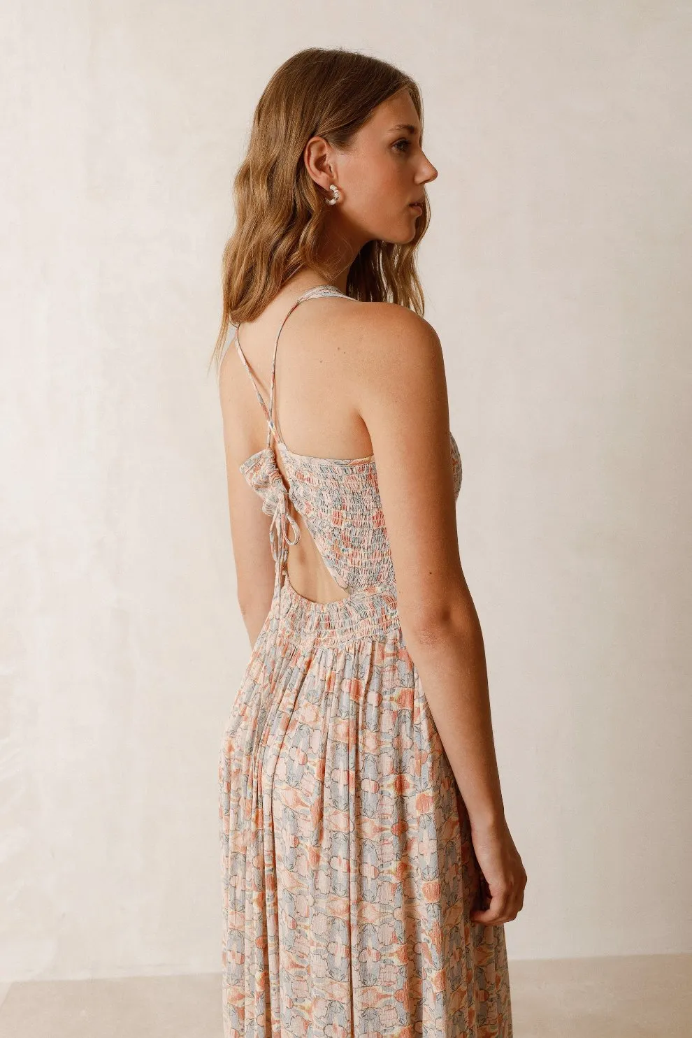 Textured Strappy Dress Peach