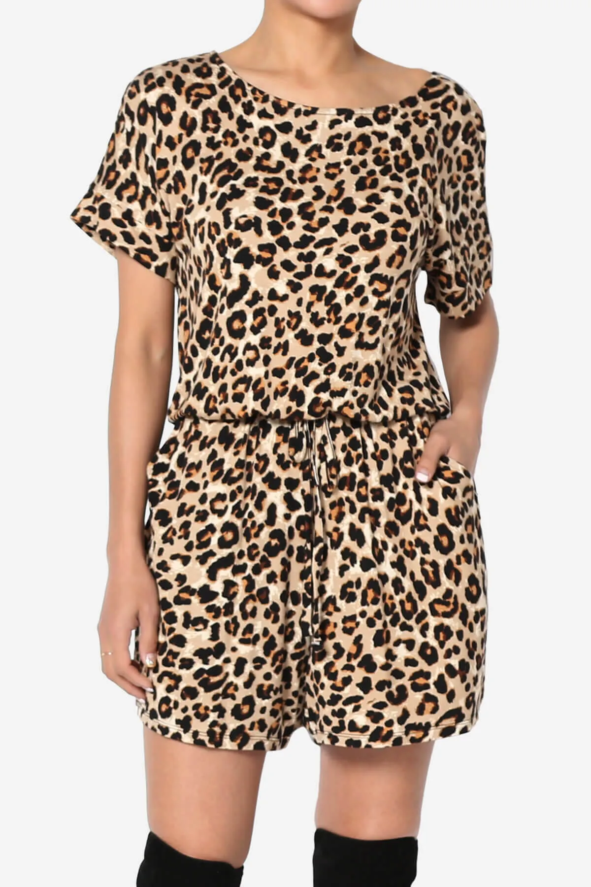Tina Leopard Short Sleeve Jersey Romper