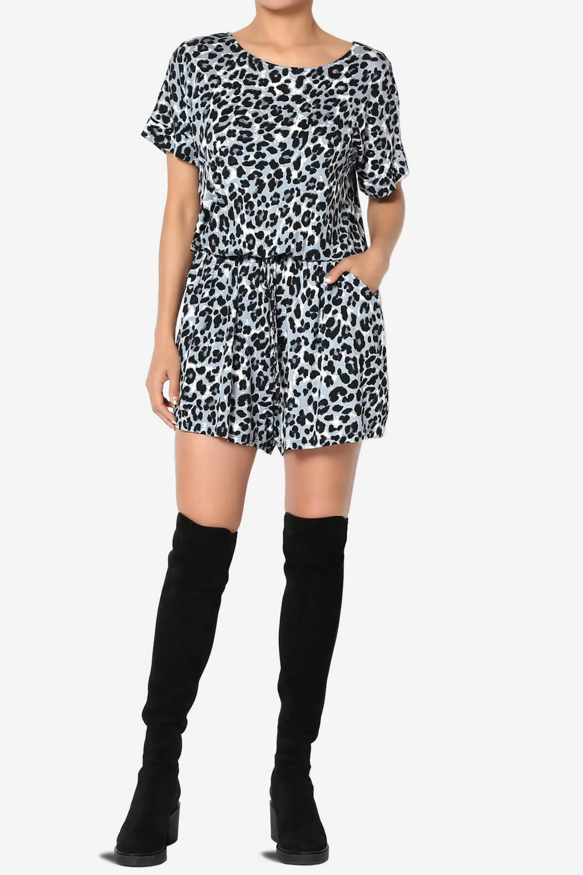 Tina Leopard Short Sleeve Jersey Romper