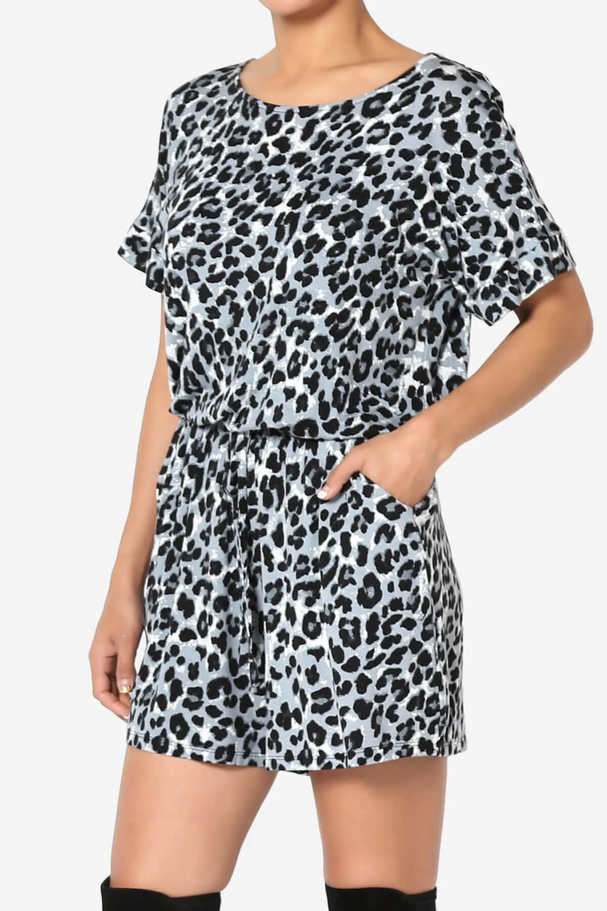 Tina Leopard Short Sleeve Jersey Romper