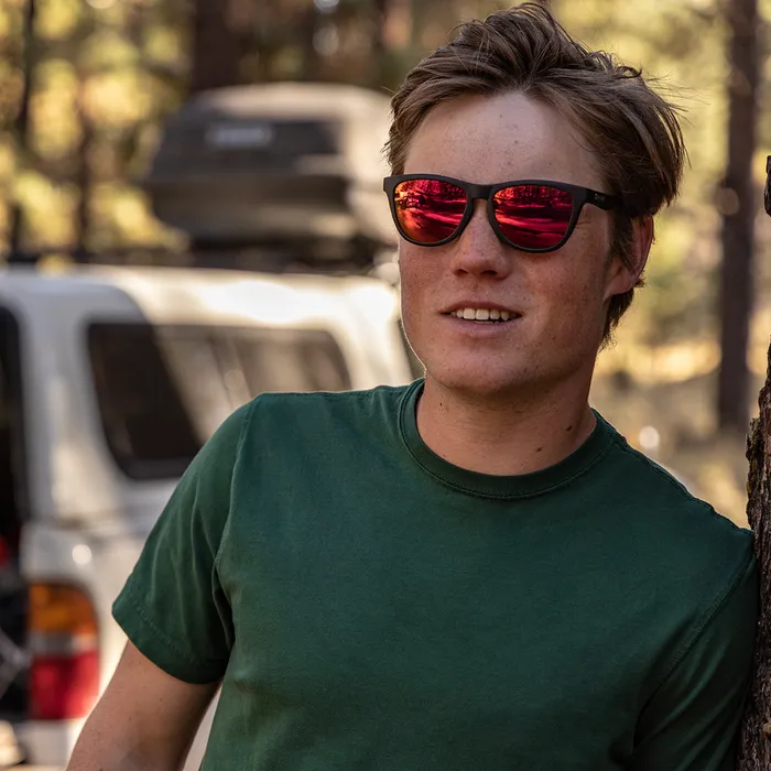 Topsail - Matte Black   Polarized Red Mirror Lenses